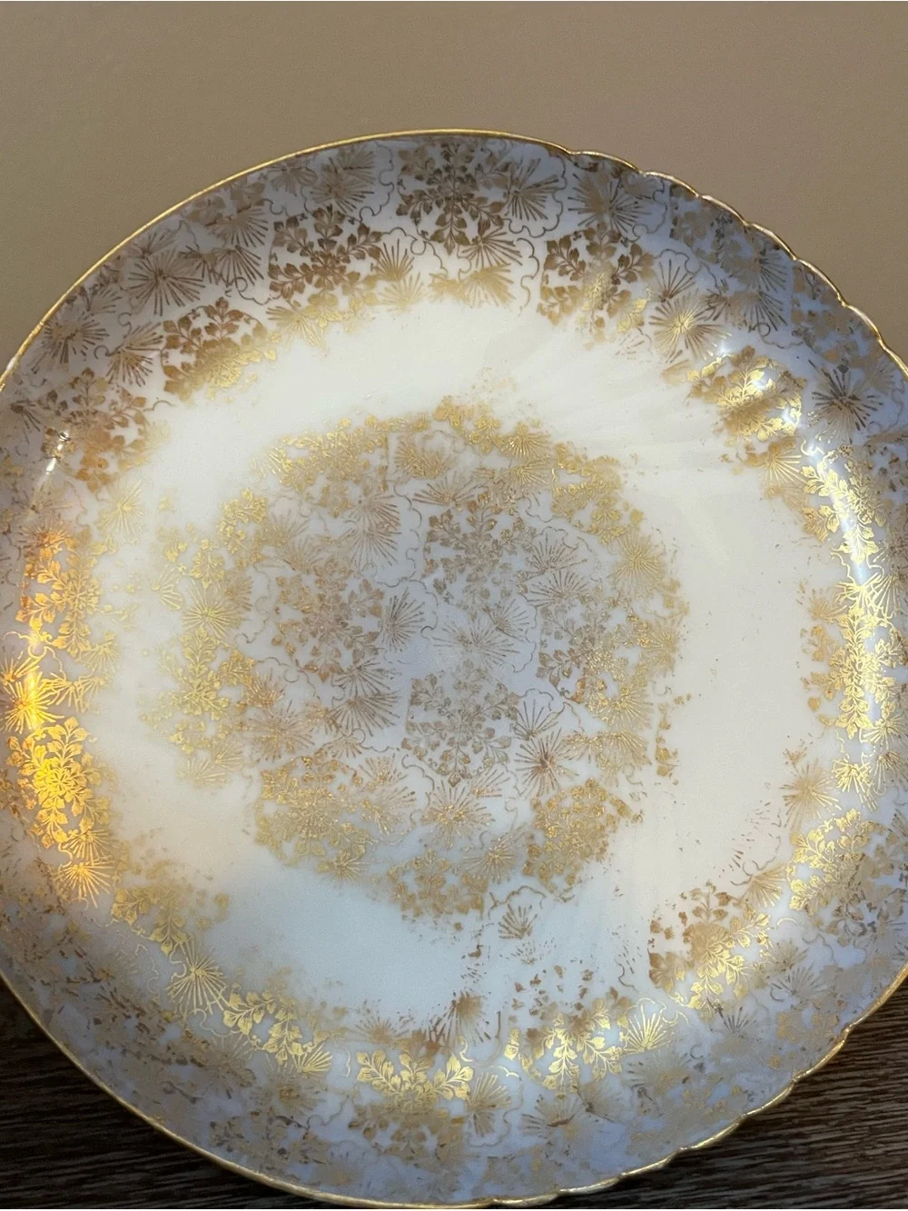 Antique Jean Pouyat Limoges Gold Chintz 6